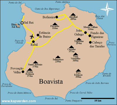 Insel Boa Vista Karte - Kapverdische Inseln